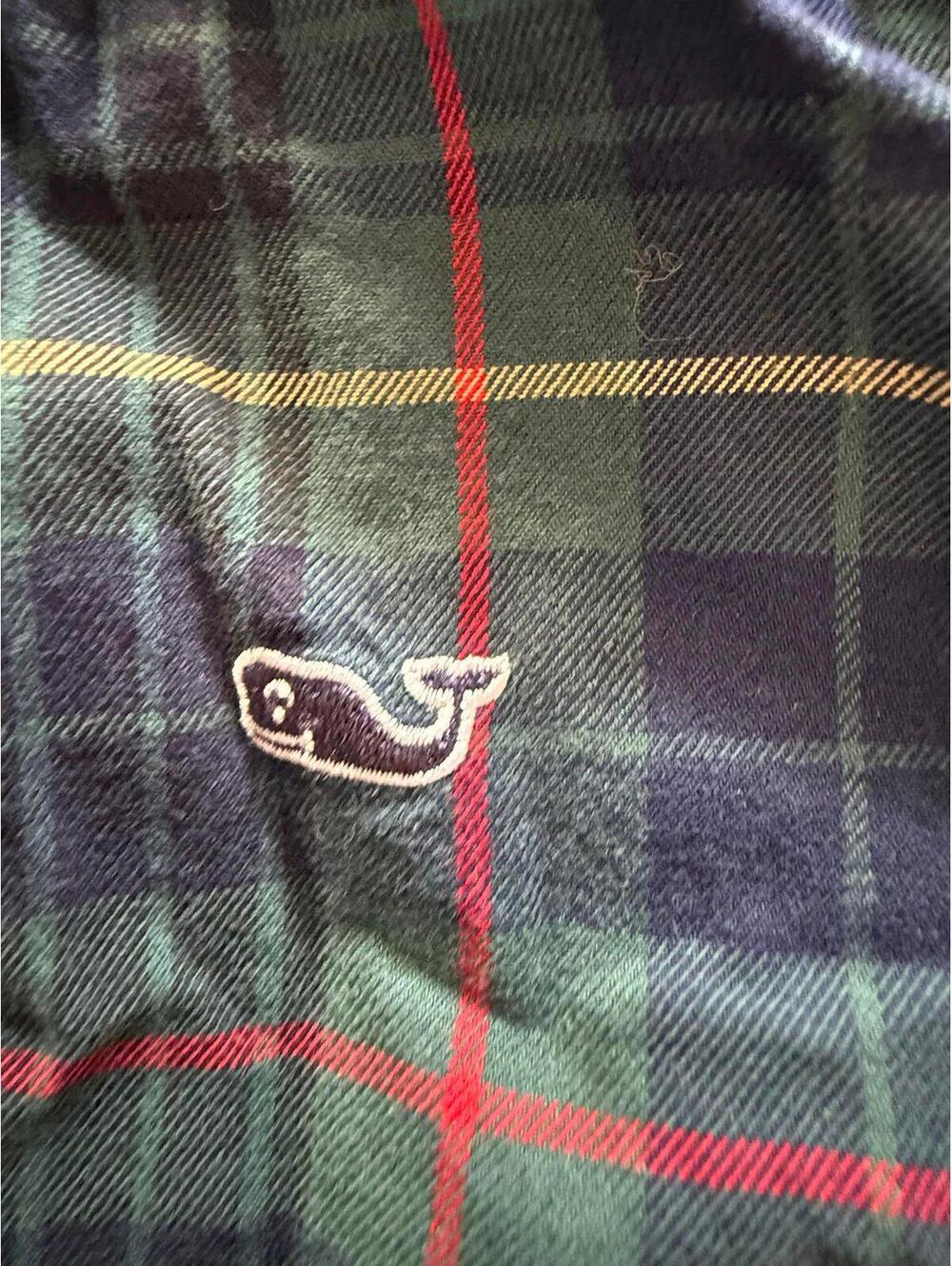 VINEYARD VINES Boys SZ 3T Blue/Green Plaid Long Sleeve Button Down Whale Shirt - Picture 2 of 6